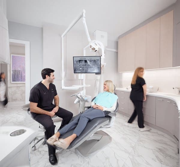 Modern treatment room at Halton Village Dental in Georgetown, Ontario